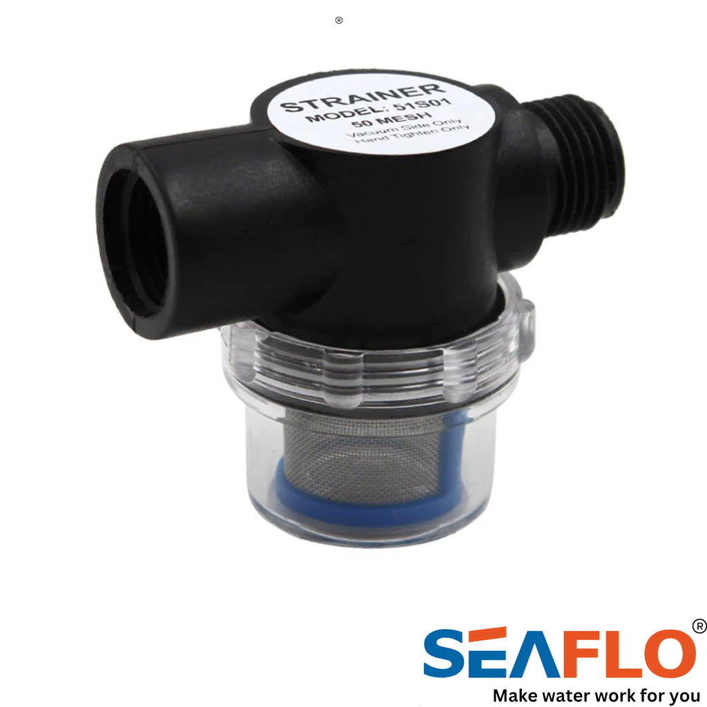 SEAFLO Water Pump Inline Strainer Filter (51S01) - 1/2" NPSM Inlet/Outlet - RV Replacement- Compatible, Shurflo, and WFCO Pumps (10-Pack)