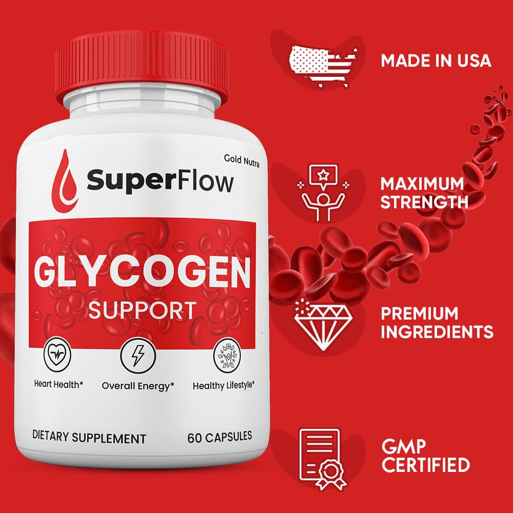 Gold Nutra (2 Pack) Super Flow Blood Support Capsules, SuperFlow Glycogen Pills All Natural Supplement, 2-Month Supply.