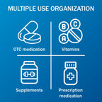 Amazon Basic Care 7-Day Weekly Pill Organizer, Portable Medicine and Vitamin Planner Box with Medium Compartments, Blue