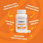 ProBiora Professional Strength Oral Probiotics for Teeth and Gums | Dental Probiotic for Oral Health | Bad Breath Treatment for Adults | Tooth Whitening | ProBiora3 Probiotic Blend | 90 Orange Tablets