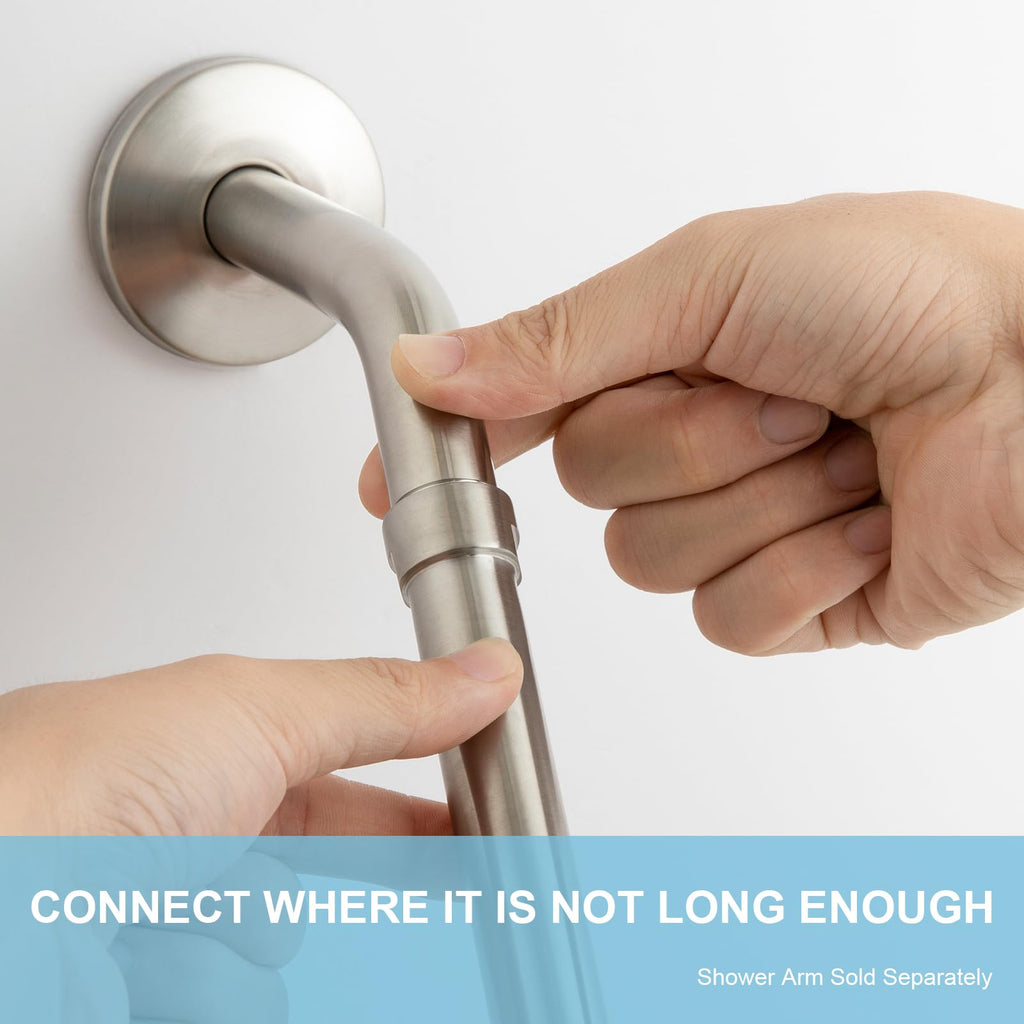 OFFO Shower Head Extension Arm, Brushed Nickel 16 in Shower Arm Extension Shower Head Extender Made of 305 Stainless Steel Shower Pipe Extension