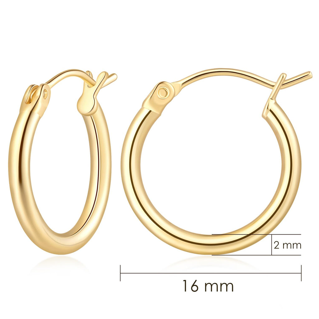 Hoop Earrings, Huggie Hoop Earrings for Women, Hypoallergenic Lightweight Small Hoop Earring for Womens 14mm/16mm/18mm (16mm)