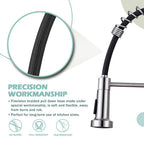 Kitchen Sink Faucets, Kitchen faucets with Pull Down Sprayer WEWE sus304 Stainless Steel Brushed Nickel Single Handle Single Hole Faucet for Farmhouse rv Utility bar Laundry Sinks