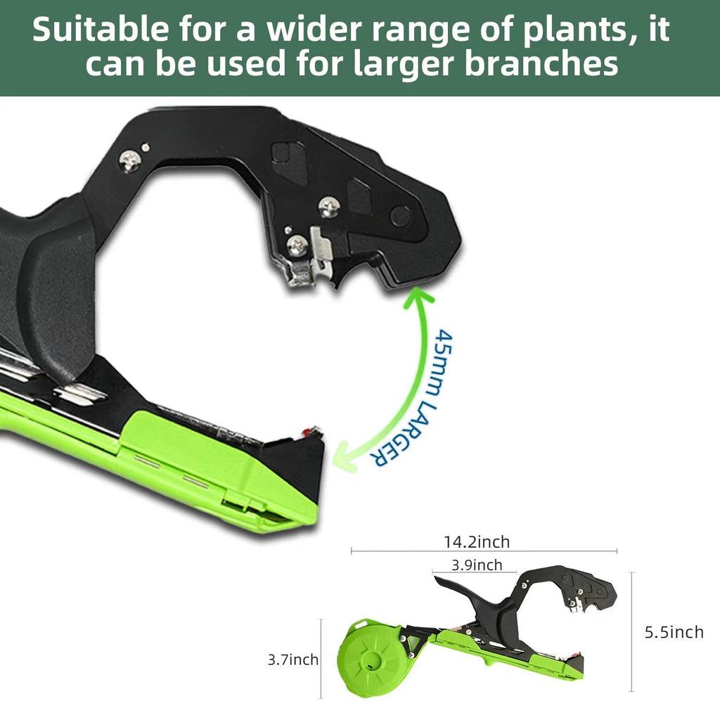 Suca Plant Tying Machine, Lightweight Plant Tying Tape Tool to Tie Up Vine Quickly, Tie Tapener Gun with Tapes and Staples Green