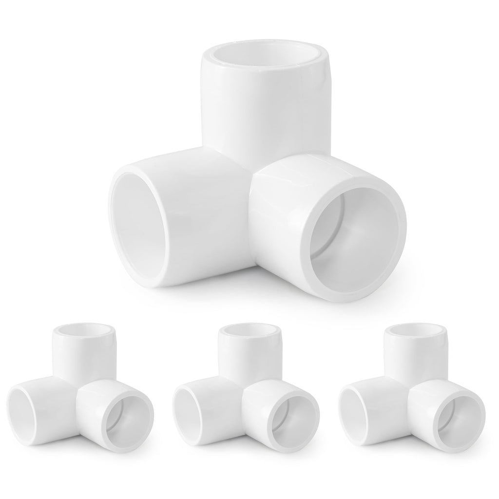 3 Way PVC Pipe Fittings 1/2 Inch, Zernmiarder White PVC Elbow Corner Side Outlet Tee Fitting, SCH40 Furniture Grade Pipe Connectors - Fits 1/2" Polyvinyl Chloride Pipes, 24 Pieces