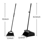 Eyliden Heavy-Duty Commercial Broom and Dustpan Set, Windproof Lid