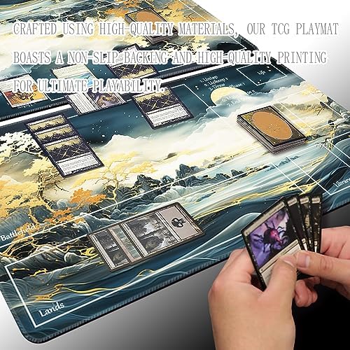 MTG Playmat Size 24x14in Free Storage Bags Non-Slip Backing, Ideal for Card Game Enthusiasts TCG Playmat (Autumn Dream-Deck)