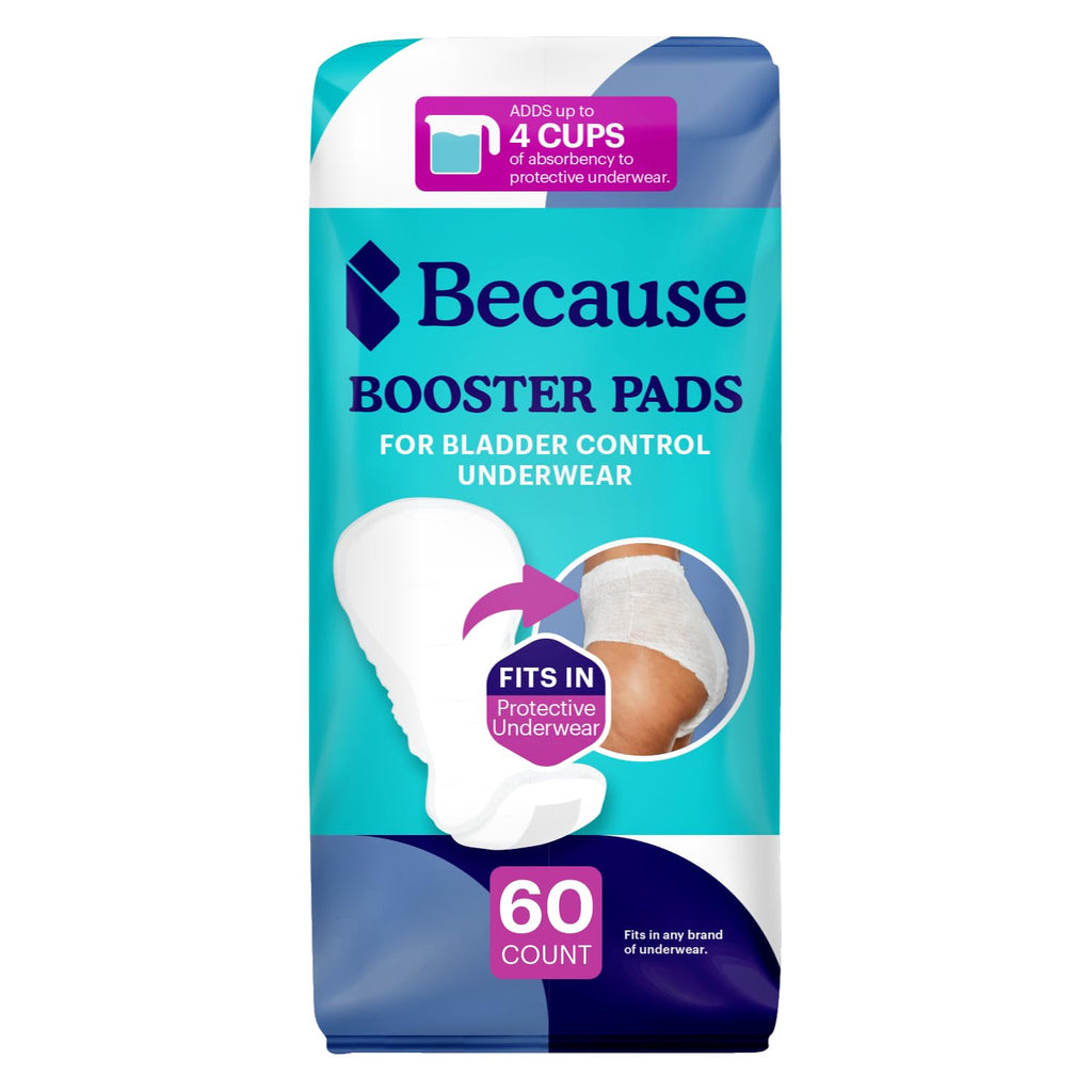 Because Overnight Booster Pads Fit All Adult Diapers, Helps Keep Your Adult Diaper Active All Night, Adds 4 Cups to Incontinence Underwear, Extra Absorbency, 60 Count