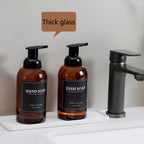 2 Pack Foaming Soap Dispenser, 12.7 Oz Thick Glass Pump, Amber