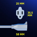 Maximm Extension Cord 15 Foot White Flat Plug, 360° Rotating Short Power Cord Single Outlet, Indoor 16 Gauge 3 Prong Grounded Wire UL Certified (15Ft White)