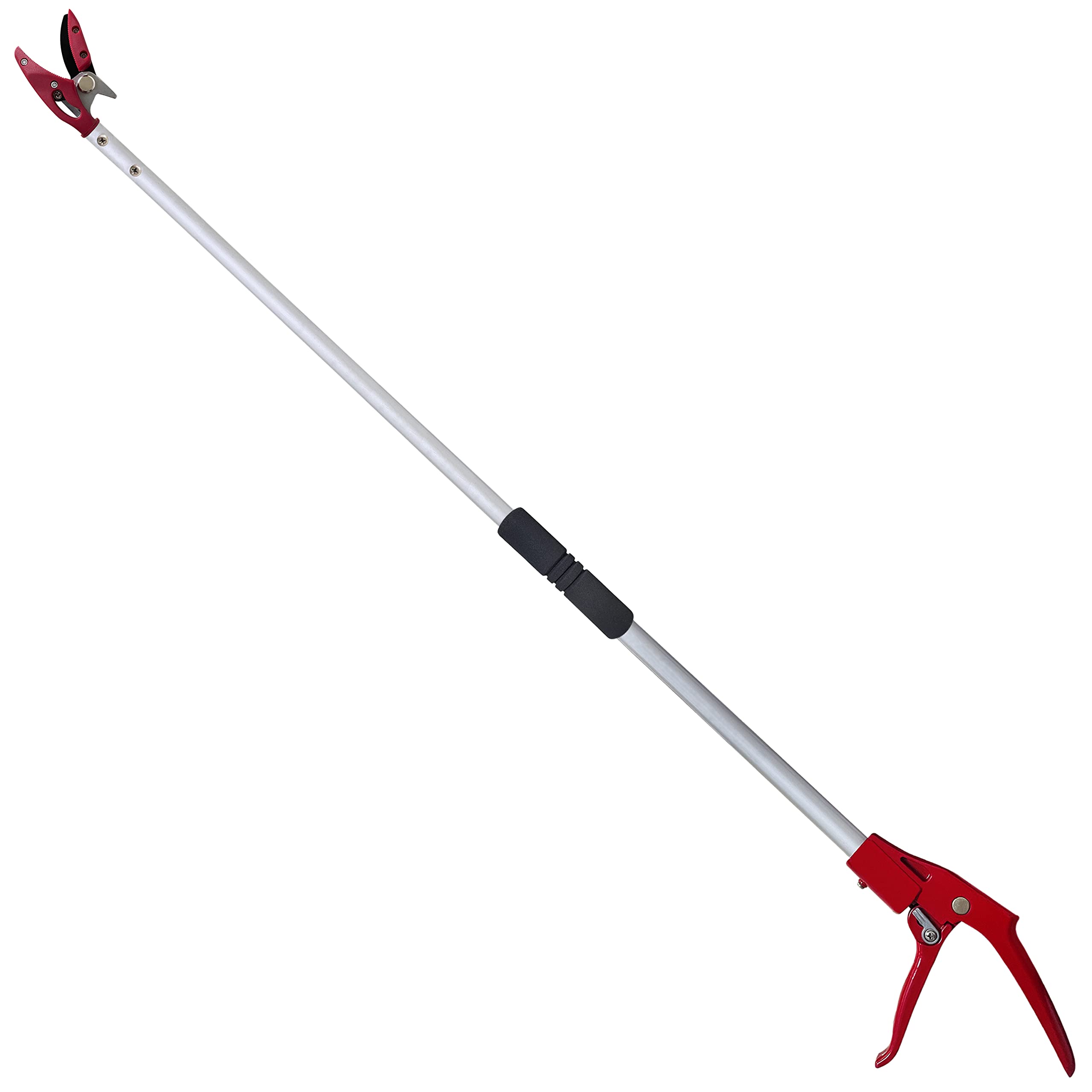 Prunrt Tree Trimmer, 4 Foot Pole Pruner, Long Reach Pruning Shears, Cut and Hold Garden Clippers, Aluminum Lightweight Handle Fruit Picker, Branch Bypass Loppers