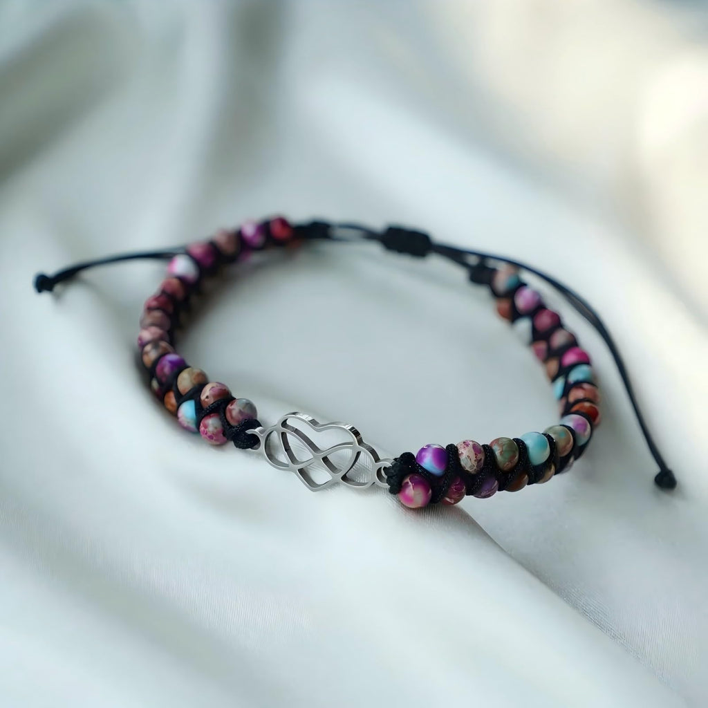 ziella To My Granddaughter/Daughter/Mom-Infinity Forever Love Heart Bracelet,Adjustable Natural Emperor Stone Beaded Bracelet for Women (To Granddaughter)
