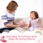 Piggy Bank Unbreakable Cute Pink Pig Money Bank Plastic Saving Coin Bank for Kids Christmas Birthday Toy Gift