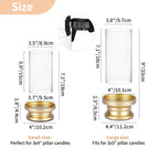 NUPTIO Hurricane Glass Candle Holders for Pillar - Matte Gold - Set of 2