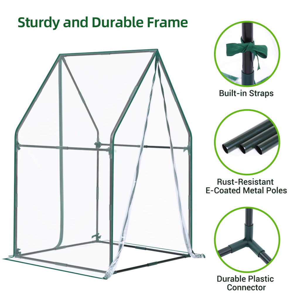 Mini Greenhouse for Indoor Outdoor: Ohuhu Portable Green House with Waterproof Pad for Small Plants Nursery Germination, 36"x36"x58.5" Heavy-Duty PVC Cover Tent Humidity Dome Seedling Accessory
