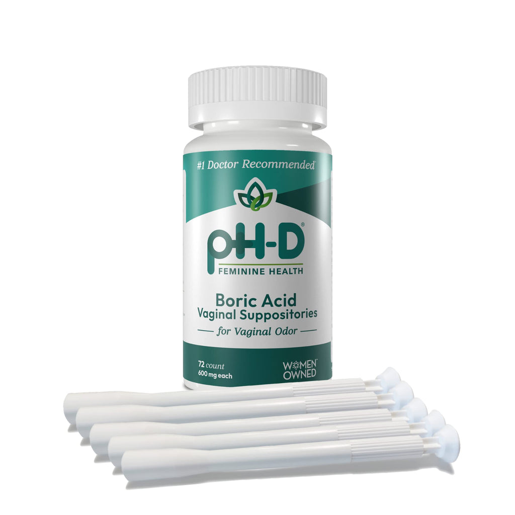 pH-D Feminine Health Support - Boric Acid Starter Bundle - pH-D Boric Acid Vaginal Suppositories 72 Count and 5 Vaginal Suppository Applicators