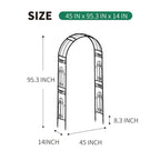 SCENDOR Metal Garden Arbor Wedding Arch 95.3" H x 45" W, Heavy Duty Rustproof Iron Pergola Trellis for Climbing Plants Outdoor Garden Patio Pathway Lawn Ceremony Party Decoration