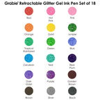 Grabie 18 Color Glitter Gel Pens, Retractable Sparkle Art Pens