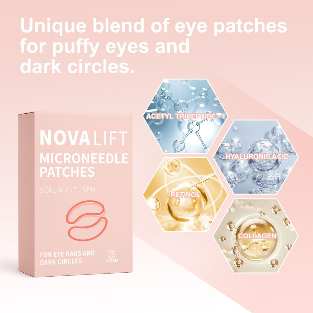 YLOTRE Novalift Micro Eye Patches, Under Eye Patches for Puffy Eyes, Dark Circles & Fine Lines, Deeply Hydrating Anti-Wrinkle Patches, Smooth Application Forehead & Smile Line Patches (2)