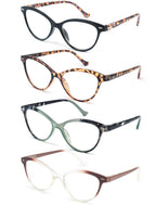 HEEYYOK 1.75 Readers For Women Small Face Womens Reading Glasses Cat Eye 4-Pack Cheaters Reading Glasses Comfort Spring Hinge