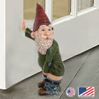 BELLA HAUS DESIGN Gnome Statue - 10.3" Tall Polyresin - Willy The Peeing Garden Gnome for Lawn Ornaments, Indoor or Outdoor Decorations - Red and Green Funny Gnomes