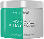 Codeage Instantfood Five A Day – Fruits & Vegetables Capsule Supplement – Whole Food Phytonutrients – 15 Fruits and Veggies Blend - Vegan, Non-GMO – 30 Capsules