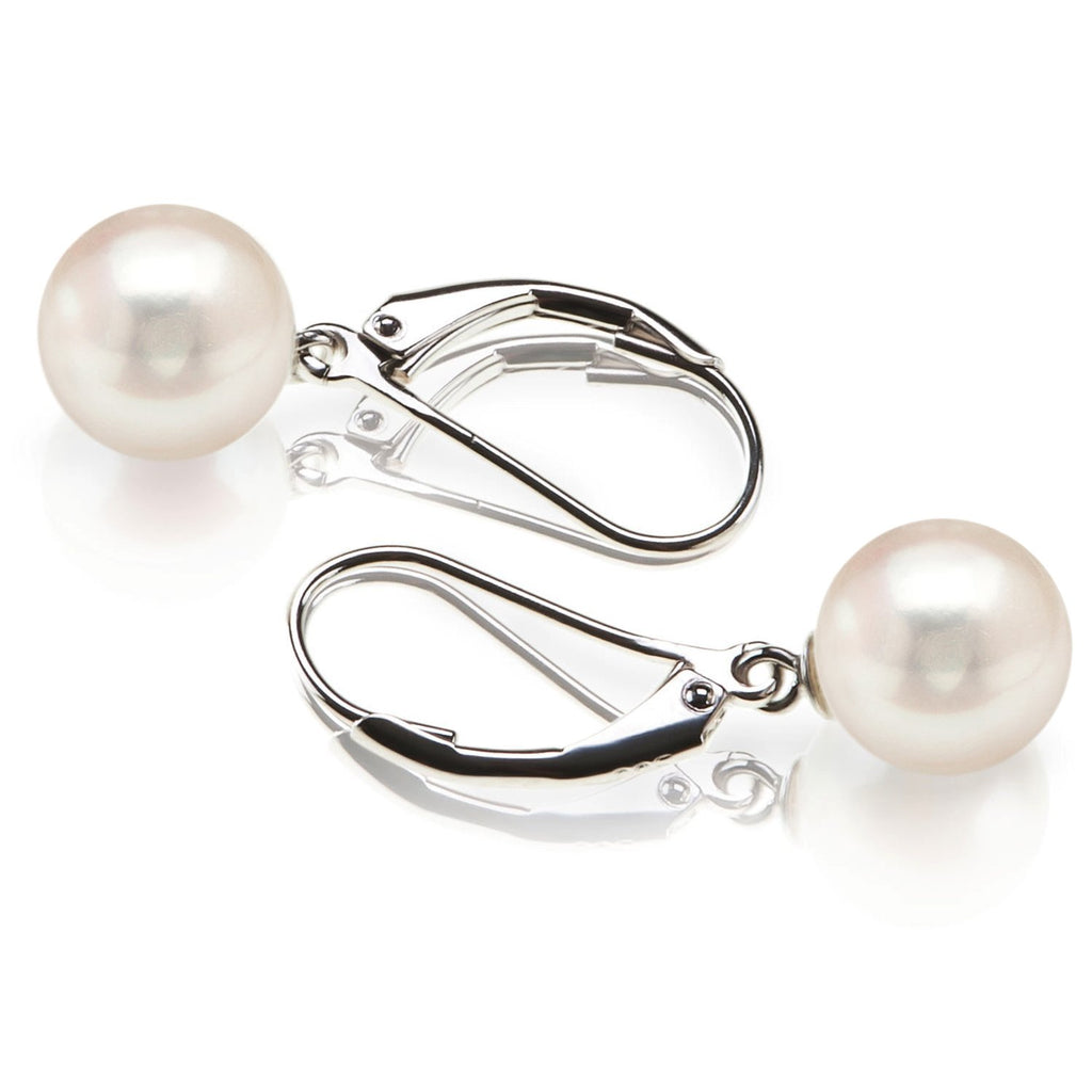 PAVOI 925 Sterling Silver Shell Pearl Earrings, Leverback Dangle Studs 8mm