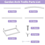 Sunexinlo Garden Arch Trellis with Base, 5.3'W x 7.6'H or 7.9'W x 6.3'H Wedding Arch, Metal Garden Trellis for Climbing Plants Outdoor Wedding Christmas Bridal Party Decoration, White