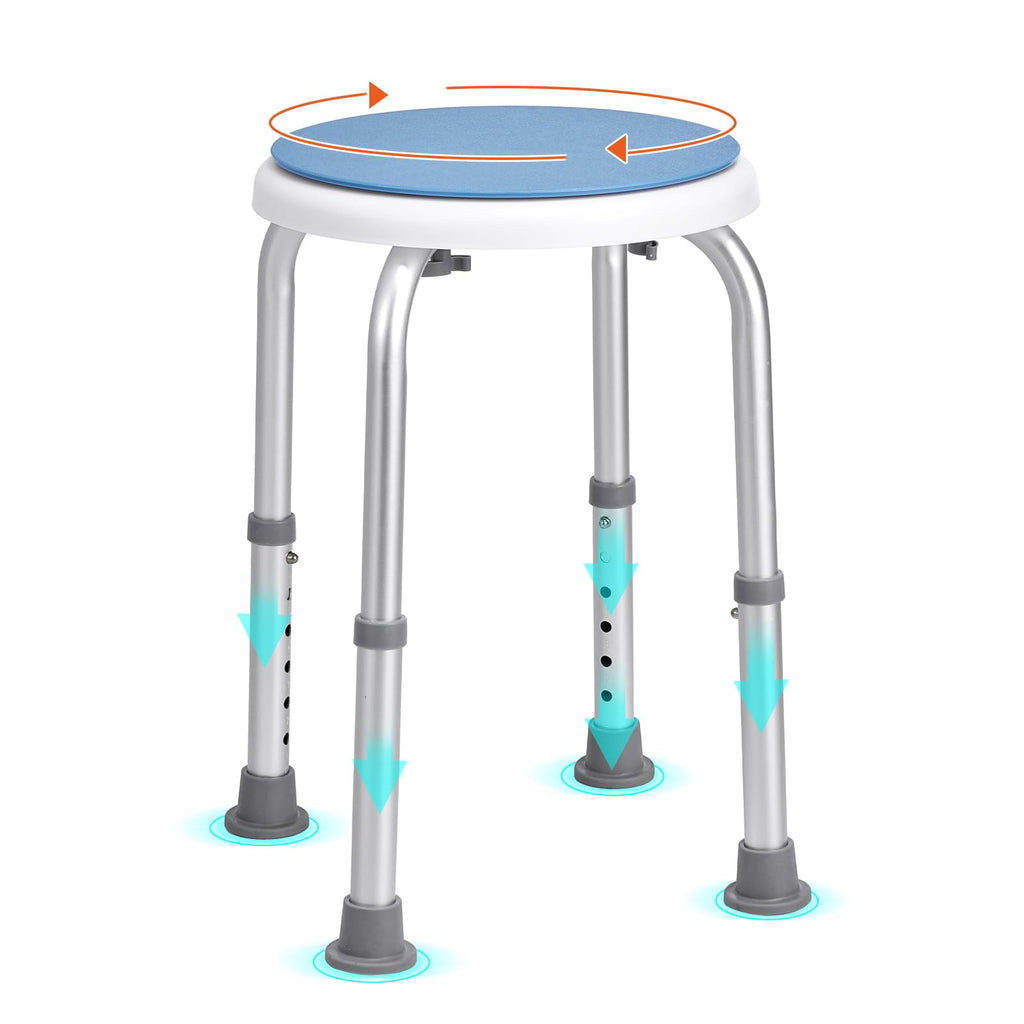 VEVOR Shower Chair for Inside Shower, FSA or HSA Eligible, 360 Degree Swivel Shower Stool, Non-Slip Bench Bathtub Seat Stool for Elderly Disabled Adults Handicap, 300 lbs Capacity