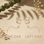 Gold Double Hoop Twist Earrings for Single Piercing. Tiny Spiral Huggie Hoop Illusion Earrings. 19 Gauge (1 Pair)