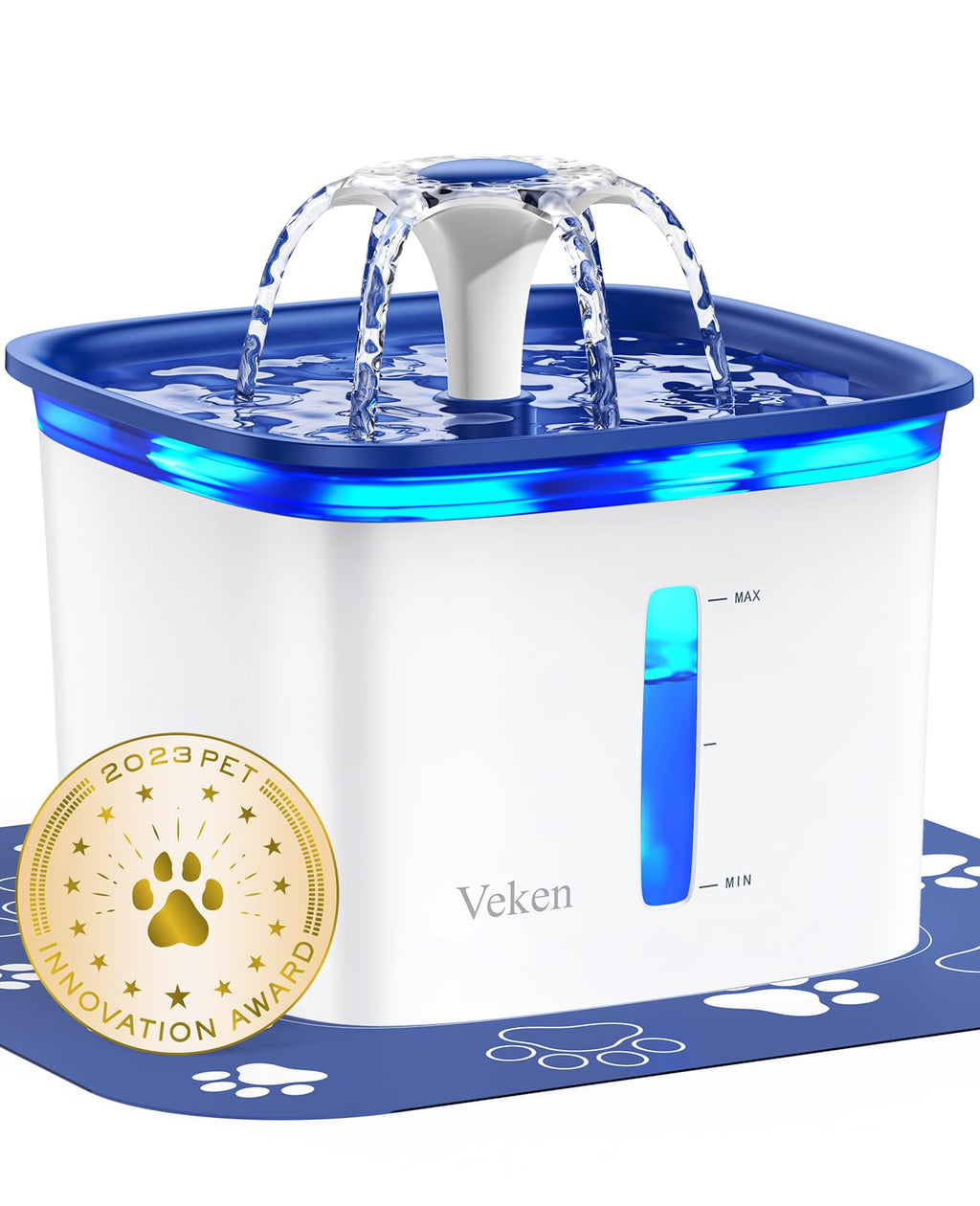 Veken Innovation Award Winner 95oz/2.8L Cat Water Fountain, C1 Classic