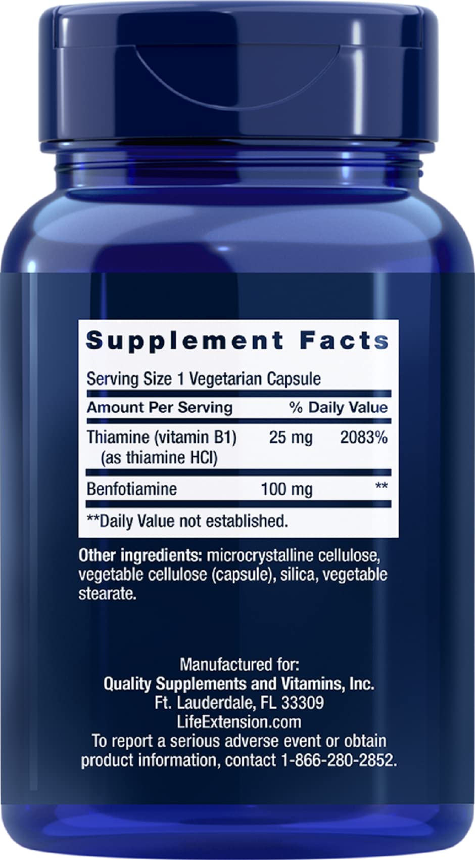 Life Extension Benfotiamine with Thiamine,Healthy Blood Sugar Metabolism Support,100 mg benfotiamine,Cardiovascular Health,Brain Health,Non-GMO,Gluten-Free,120 Vegetarian Capsules,(Pack of 2)