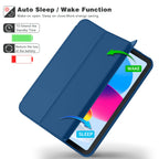 ToaPoia Case for iPad (A16) 11 Inch 2025/iPad 10th Generation 10.9 Inch 2022, Slim Trifold Stand Protective Cover with Pencil Holder and Soft TPU Back,Support Auto Sleep/Wake (Navy Blue)