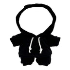 17cm Dolls Clothes Outfit Set for Labubu Dolls - Casual Style Hoodies Costumes for Doll, Black Set