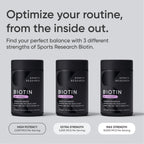 Sports Research® Biotin 2,500mcg with Organic Coconut Oil - Biotin (Vitamin B7) for Healthy Skin and Hair Support* - for Women and Men - Vegan, Non-GMO, Gluten & Soy-Free - 120 Veggie Softgels