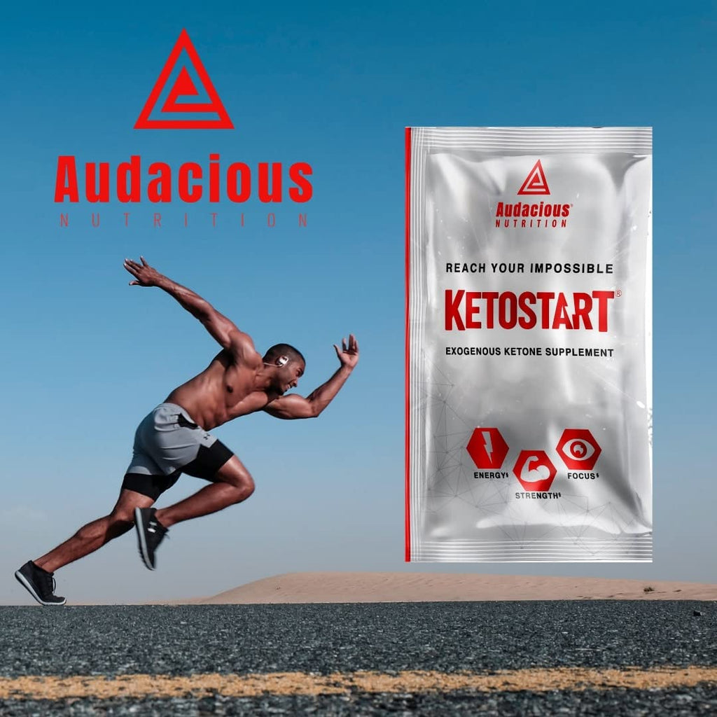 Audacious Nutrition KetoStart | Exogenous Ketones Powder with Electrolytes | Caffeine Free | Tropical Flavor Electrolyte Powder for Energy, Strength & Focus (10x Ketones Drink Mix Packets)