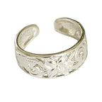 Toe Ring | Hawaiian Leilani .925 Sterling Silver Ring | 6mm Comfort Fit Adjustable Cuff Toe Ring | Unisex Men and Women