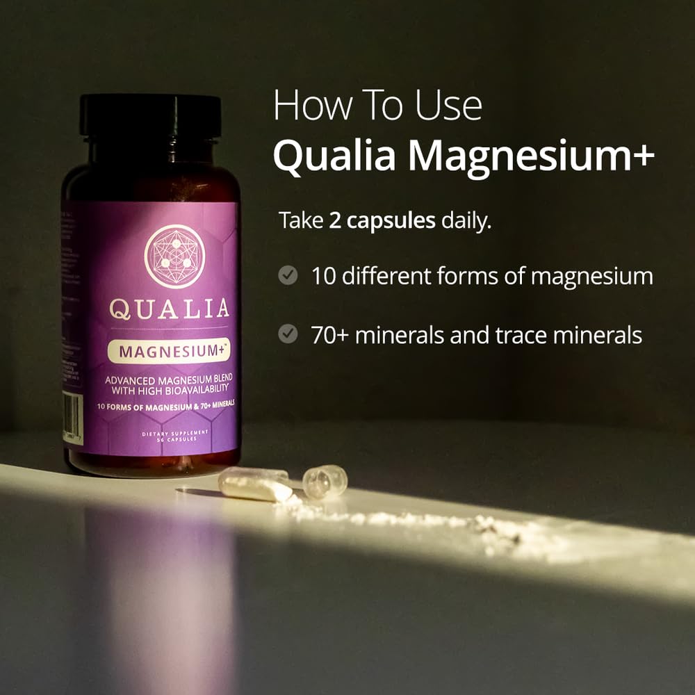 Qualia Magnesium+ | Doctor-Formulated. Premium Formula | High Bioavailability | 10 Forms of Magnesium & 70+ Minerals | Relaxed Mood, restful Sleep, & Exercise Recovery