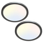 zemty 2Pack LED Ceiling Light Fixture 6.5 Inch, 12W 1200lm Ceiling Mount Light Fixtures, Adjustable 3000K 4000K 6500K, Round Flat Ceiling Lamp for Bathroom Closet Hallway Laundry (Black)