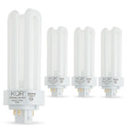 KOR (Pack of 4 26 Watt Triple Tube - GX24Q-3 (4 Pin) Base -3500K White - CFL Light Bulb - Philips 268243 PL-T 26W/35/4P/ALTO - GE 97616 F26TBX/835/A/ECO