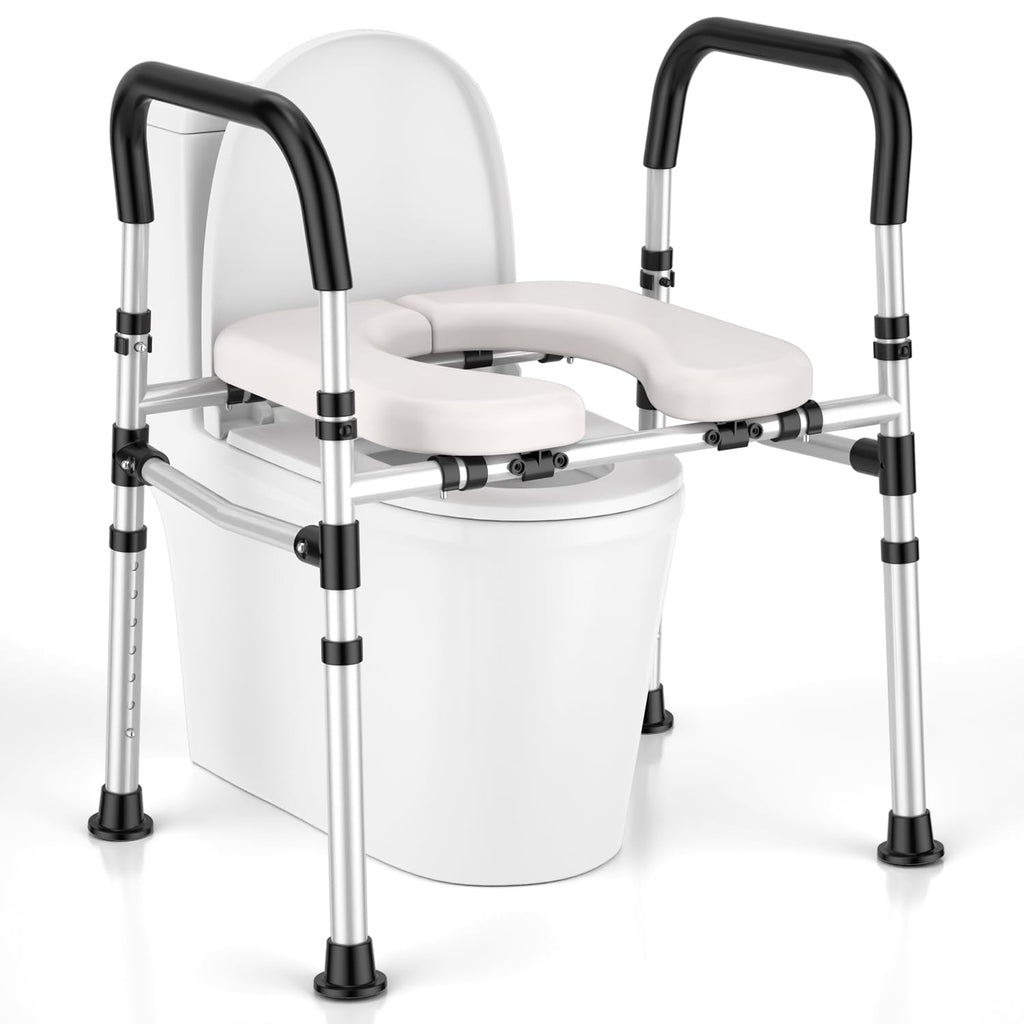 Toilet Seat Riser for Seniors, Raised Toilet Seat with Handles - FSA/HSA Eligible, Adjustable Height & Width, Supports 400 lbs - Universal Fit for Elderly, Handicap, Post-Surgery & Pregnancy