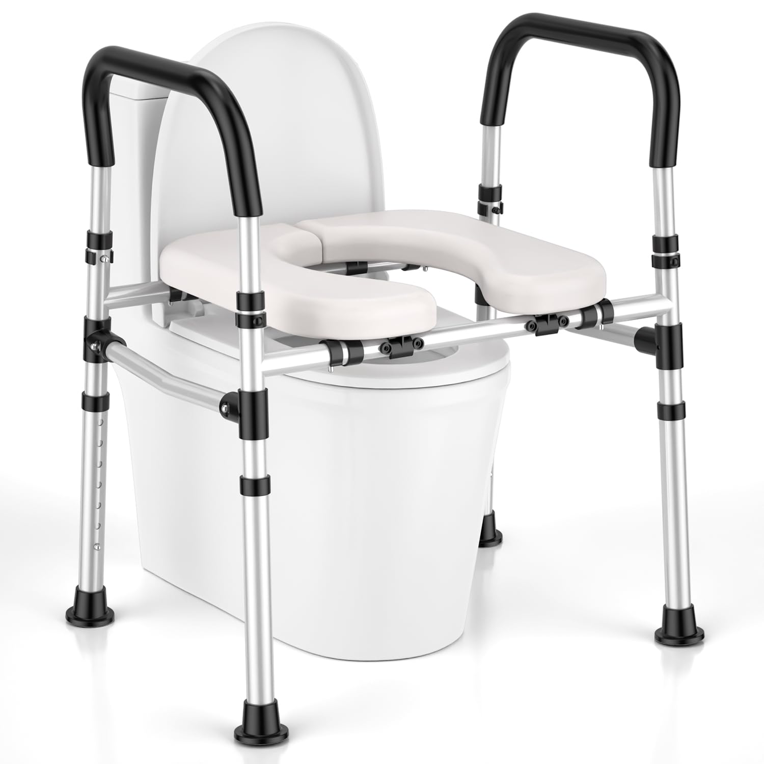 Toilet Seat Riser for Seniors, Raised Toilet Seat with Handles - FSA/HSA Eligible, Adjustable Height & Width, Supports 400 lbs - Universal Fit for Elderly, Handicap, Post-Surgery & Pregnancy