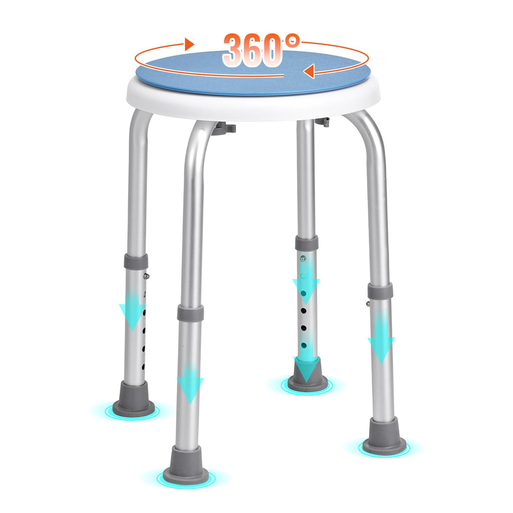VEVOR Shower Chair for Inside Shower, FSA or HSA Eligible, 360 Degree Swivel Shower Stool, Non-Slip Bench Bathtub Seat Stool for Elderly Disabled Adults Handicap, 300 lbs Capacity