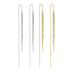 Ckeureri Threader Dangle Earrings for Women Dazzling Tassel Long chain Drop Earrings for Your Wedding and Prom(Gold Silver 2 Pair Pack)