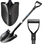 CKG Carbon Garden Shovel for Digging 43 Inches, Cold Steel Heavy Duty Gardening Shovel with Round Blade and Comfortable D Grip Spade Shovel for Gardening, Landscaping, Construction, Round Blade