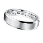 Personalized Men’s Silver Ring – Custom Engraved Wedding Band with Beveled Edge – Free Engraving in Any Language - Ships from USA