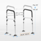 Loyoda Toilet Safety Rails,Height-Adjustable Toilet Frame Width-Adjustable Toilet Handles Foldable Toilet Rail Provides Support for Seniors ， Pregnant ，Disabled （Gray）