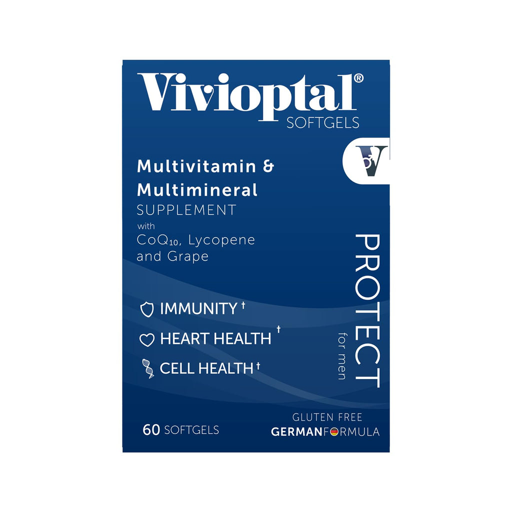 Vivioptal for Men, 30 Capsules, CoQ10, Lycopene & Resveratrol, Multivitamin & Multimineral, Gluten Free, German Formula