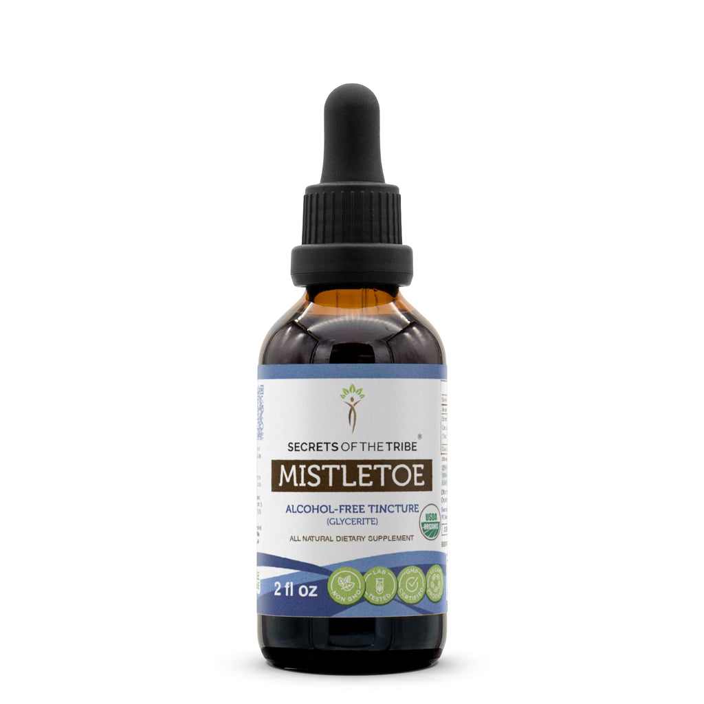 Secrets of the Tribe Mistletoe USDA Organic | Alcohol-Free Extract, High-Potency Herbal Drops | Made from 100% Certified Organic Mistletoe (Viscum Album) Dried Herb (2 oz)