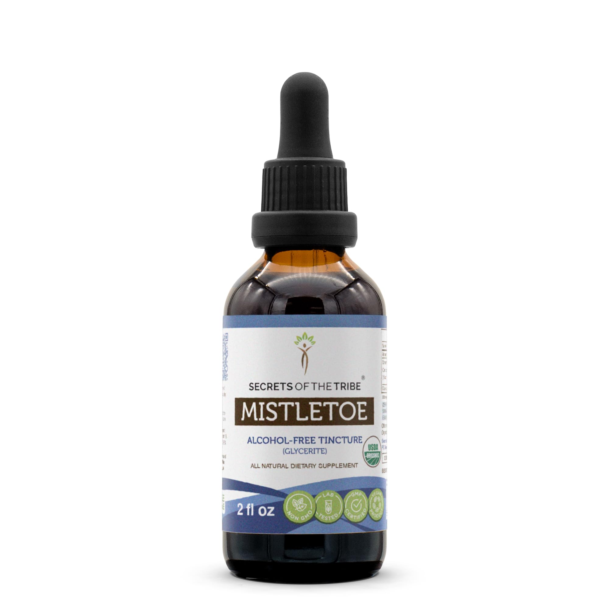 Secrets of the Tribe Mistletoe USDA Organic | Alcohol-Free Extract, High-Potency Herbal Drops | Made from 100% Certified Organic Mistletoe (Viscum Album) Dried Herb (2 oz)